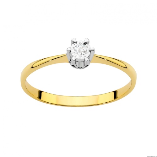 Pierścionek W111T Diament 0,03ct żółte złoto
