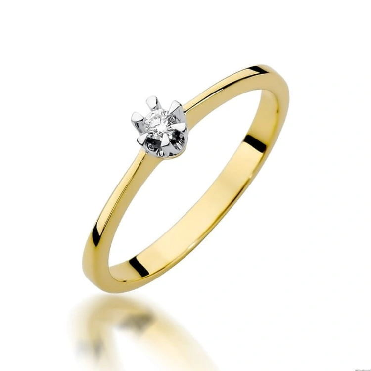 Pierścionek W111 Diament 0,04ct żółte złoto