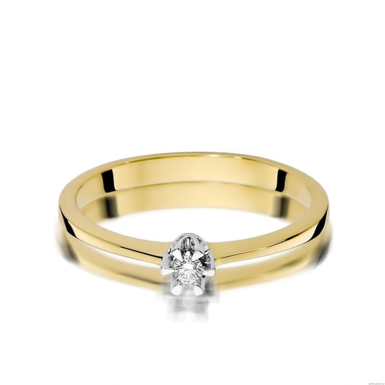 Pierścionek W111 Diament 0,04ct żółte złoto