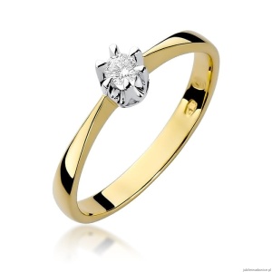 Pierścionek W111 Diament 0,08ct żółte złoto