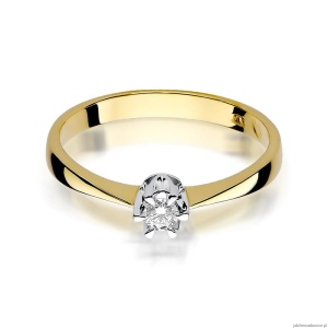 Pierścionek W111 Diament 0,10ct żółte złoto
