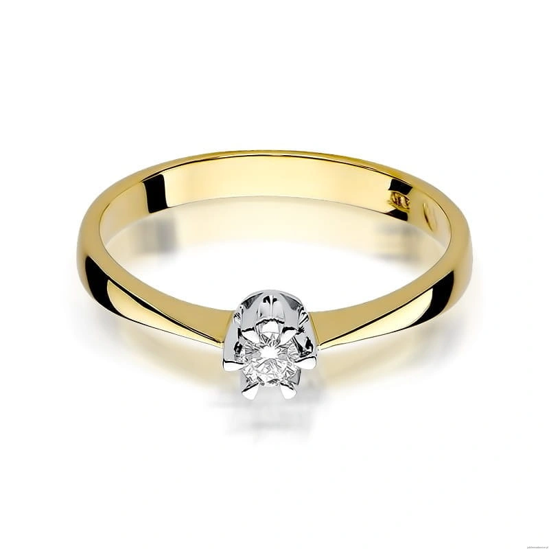 Pierścionek W111 Diament 0,15ct żółte złoto