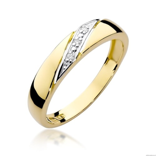Pierścionek W0118 z diamentami żółte złoto