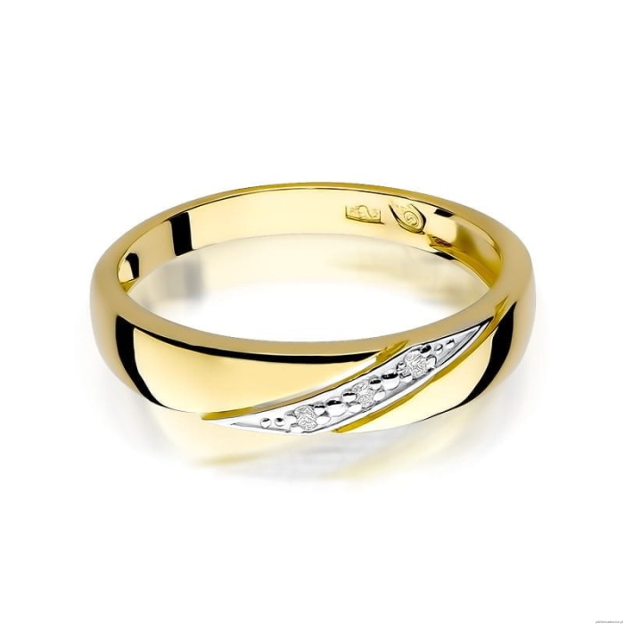 Pierścionek W0118 z diamentami żółte złoto