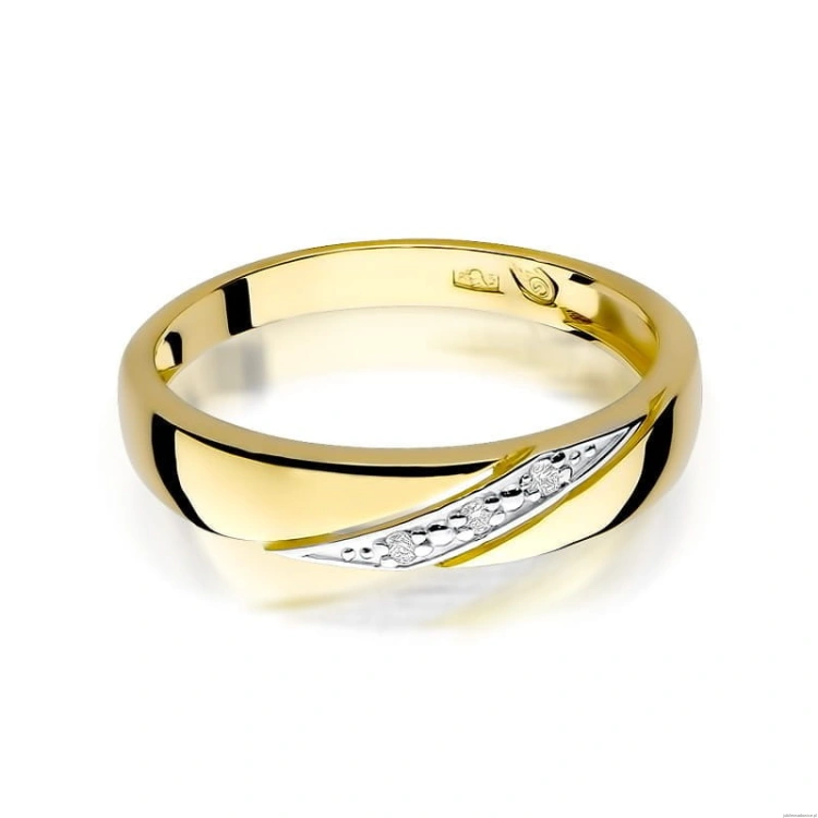 Pierścionek W0118 z diamentami żółte złoto