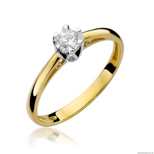Pierścionek W133 Diament 0,15ct żółte złoto
