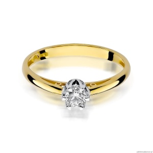Pierścionek W133 Diament 0,15ct żółte złoto