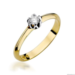 Pierścionek W134 Diament 0,10ct żółte złoto