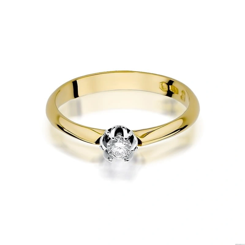 Pierścionek W134 Diament 0,10ct żółte złoto