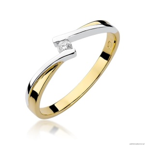 Pierścionek W137 Diament 0,04ct żółte złoto