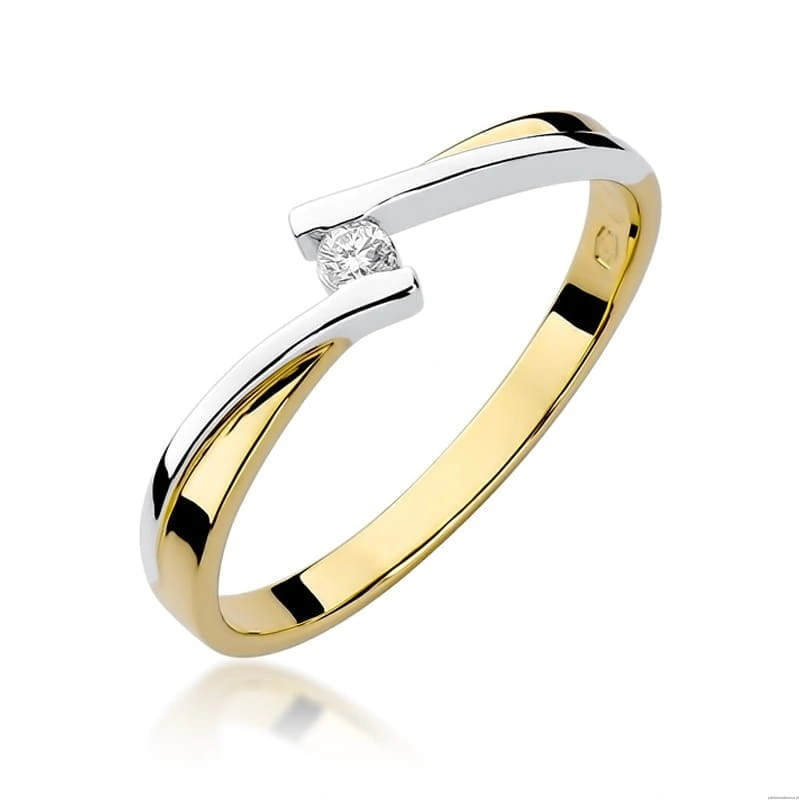 Pierścionek W137 Diament 0,04ct żółte złoto