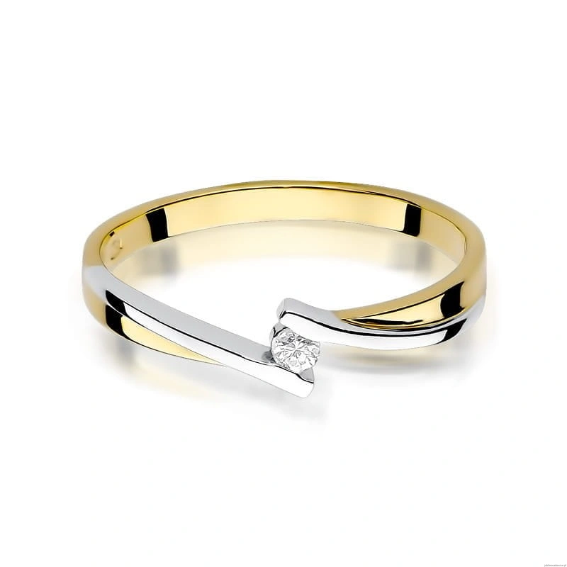 Pierścionek W137 Diament 0,04ct żółte złoto