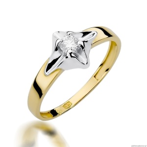 Pierścionek W155 Diament 0,12ct żółte złoto