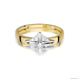 Pierścionek W155 Diament 0,12ct żółte złoto