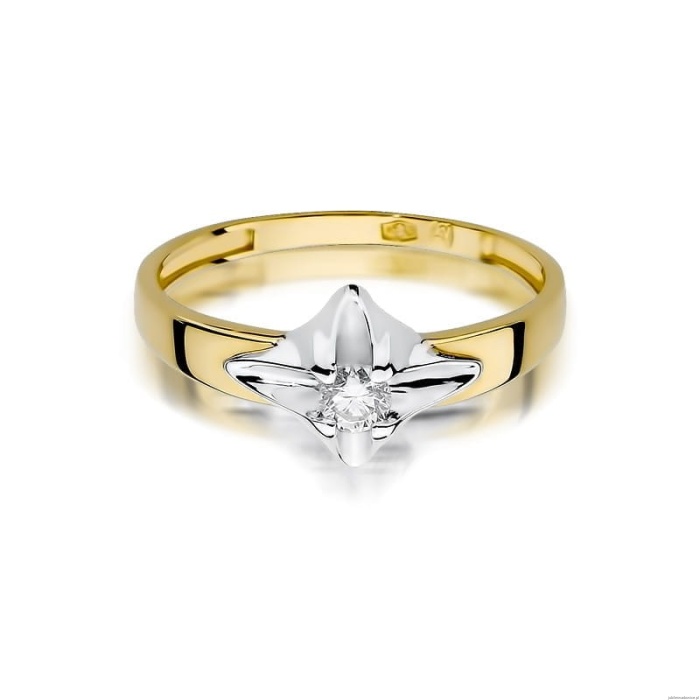 Pierścionek W155 Diament 0,12ct żółte złoto