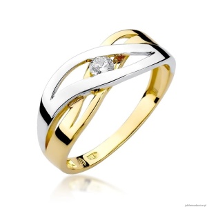 Pierścionek W156 Diament 0,10ct żółte złoto