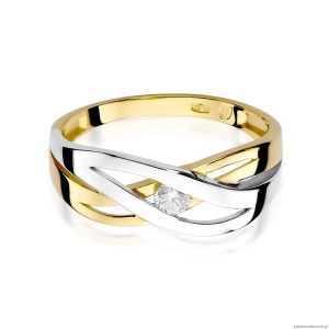 Pierścionek W156 Diament 0,10ct żółte złoto