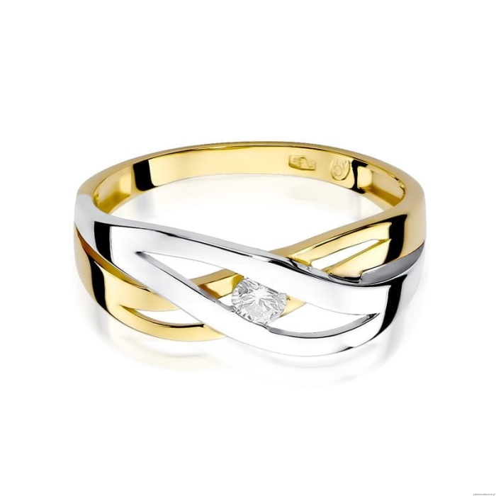 Pierścionek W156 Diament 0,10ct żółte złoto
