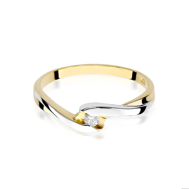 Pierścionek W158 Diament 0,05ct żółte złoto