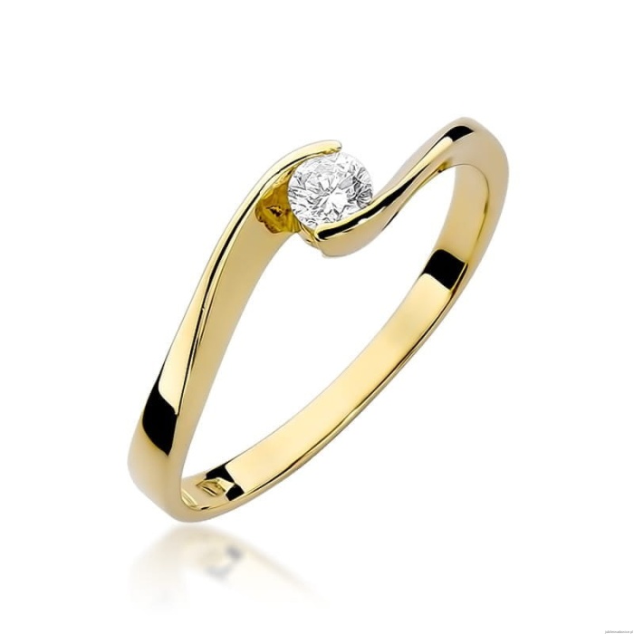 Pierścionek W160 Diament 0,13ct żółte złoto