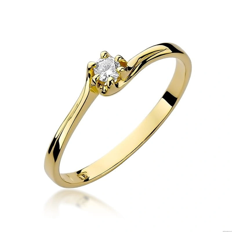 Pierścionek W163 Diament 0,10ct żółte złoto