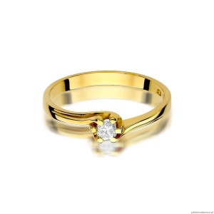 Pierścionek W163 Diament 0,10ct żółte złoto