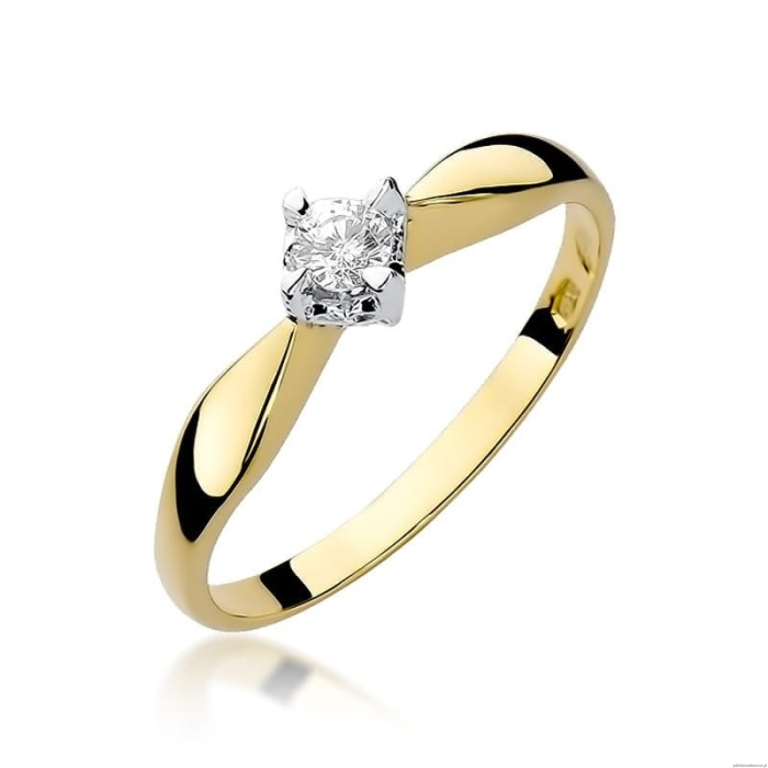 Pierścionek W171 Diament 0,12ct żółte złoto