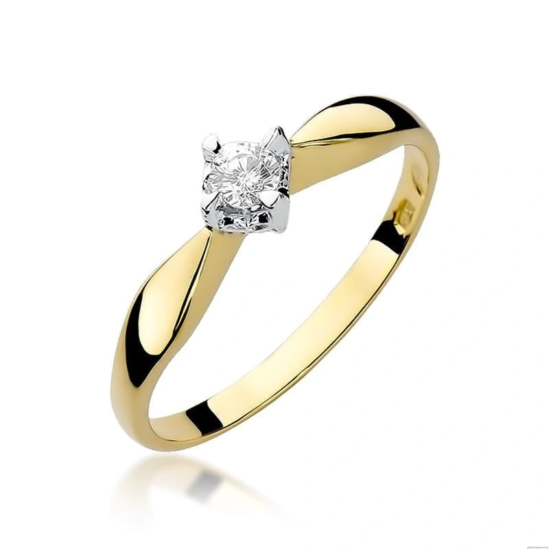Pierścionek W171 Diament 0,12ct żółte złoto