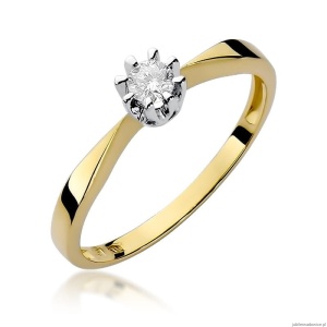 Pierścionek W173 Diament 0,15ct żółte złoto