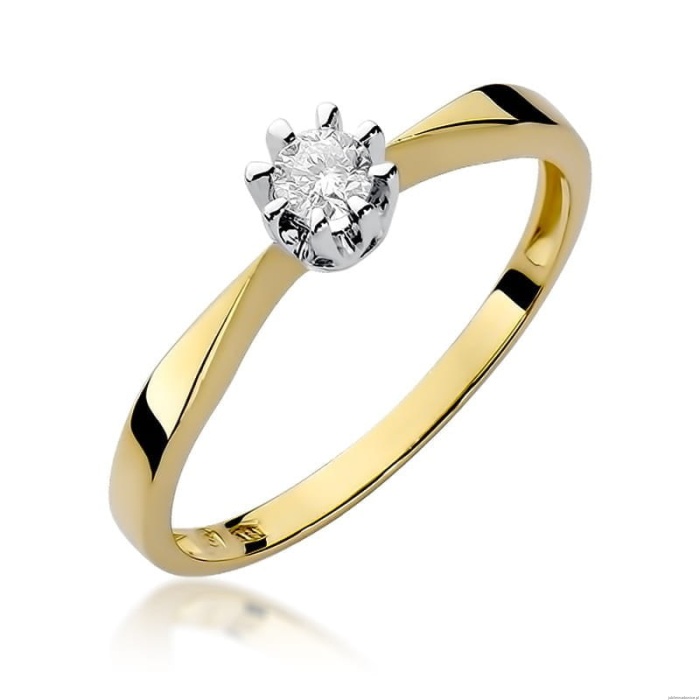 Pierścionek W173 Diament 0,15ct żółte złoto