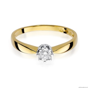 Pierścionek W173 Diament 0,15ct żółte złoto