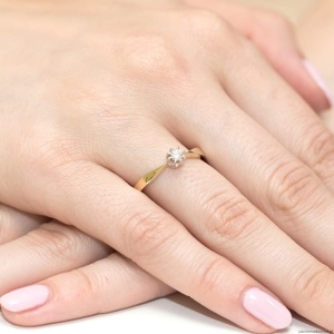 Pierścionek W173 Diament 0,15ct żółte złoto