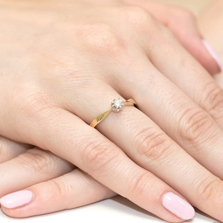 Pierścionek W173 Diament 0,15ct żółte złoto