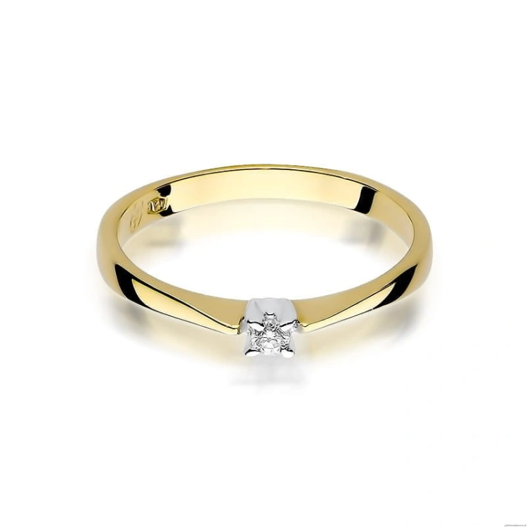 Pierścionek W175 Diament 0,03ct żółte złoto