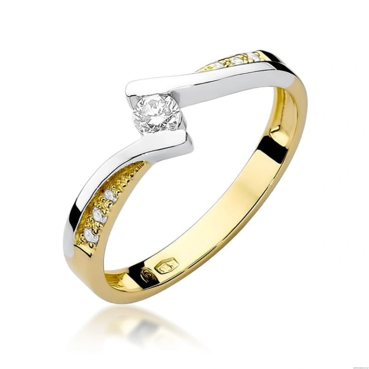 Pierścionek W177 Diament 0,13ct żółte złoto