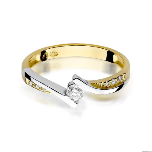 Pierścionek W177 Diament 0,13ct żółte złoto