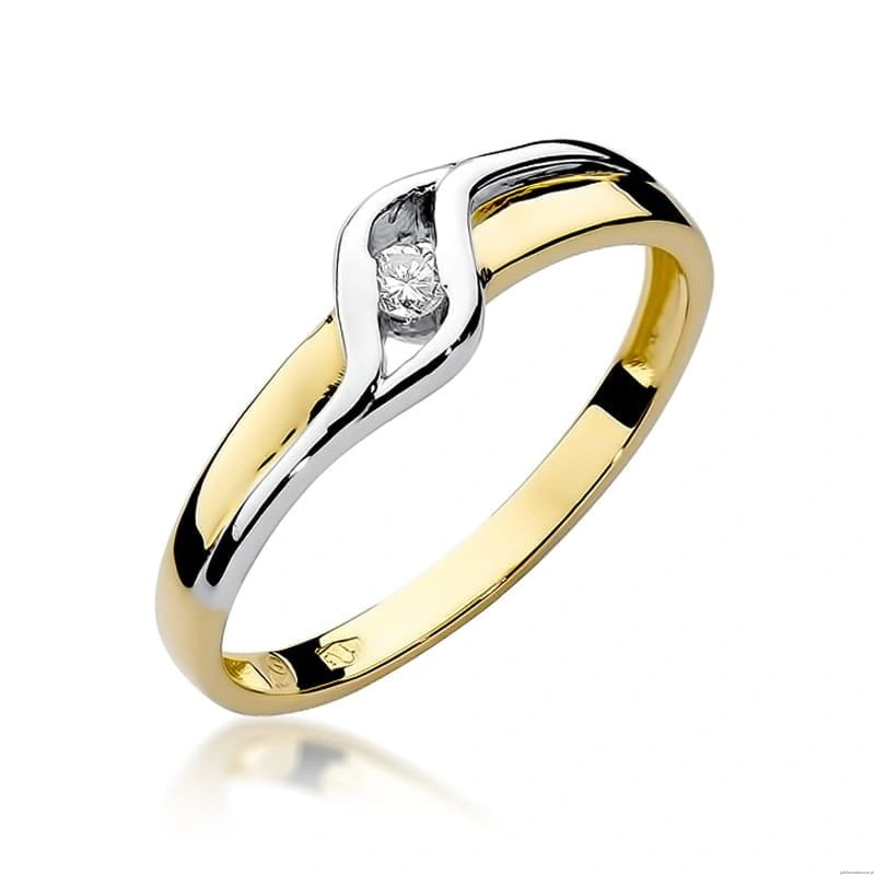 Pierścionek W178 Diament 0,04ct żółte złoto