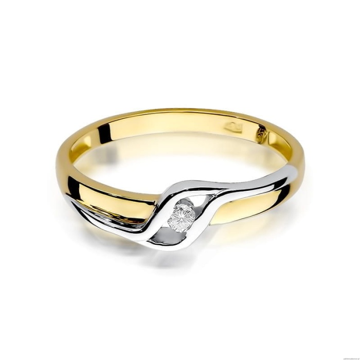 Pierścionek W178 Diament 0,04ct żółte złoto