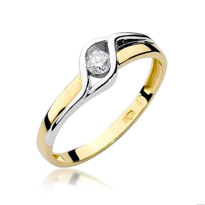 Pierścionek W178 Diament 0,10ct żółte złoto