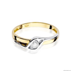 Pierścionek W178 Diament 0,10ct żółte złoto