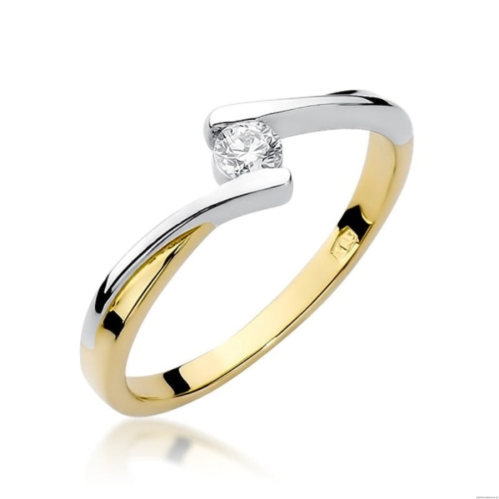 Pierścionek W180 Diament 0,10ct żółte złoto