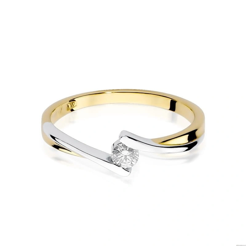 Pierścionek W180 Diament 0,10ct żółte złoto