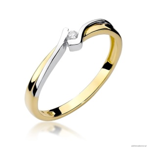 Pierścionek W181 Diament 0,04ct żółte złoto