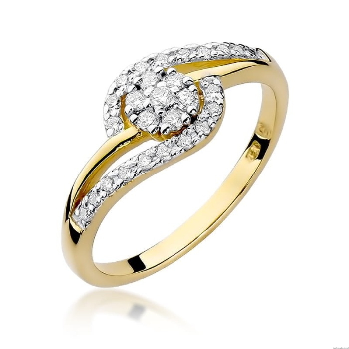 Pierścionek W184 Diament 0,10ct żółte złoto