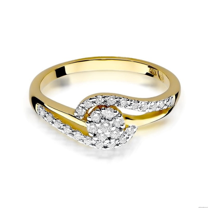 Pierścionek W184 Diament 0,10ct żółte złoto