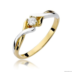 Pierścionek W190B Diament 0,10ct żółte złoto