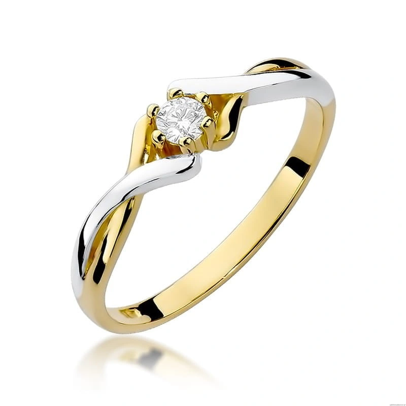 Pierścionek W190B Diament 0,10ct żółte złoto