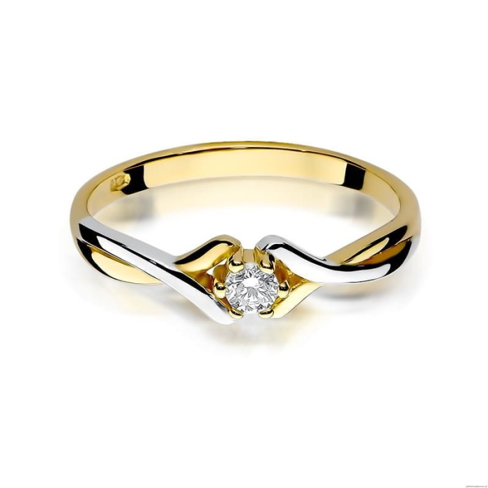 Pierścionek W190B Diament 0,10ct żółte złoto