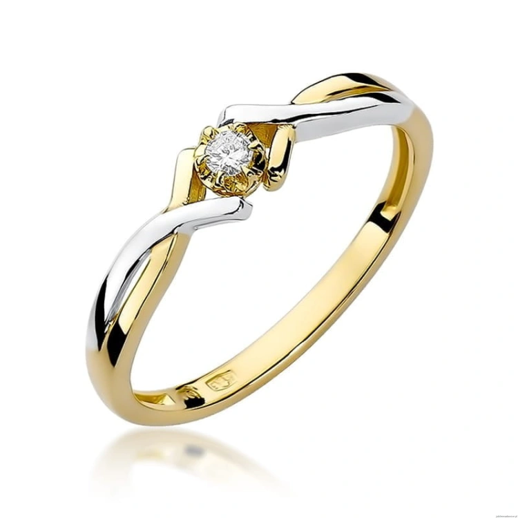 Pierścionek W190 Diament 0,04ct żółte złoto