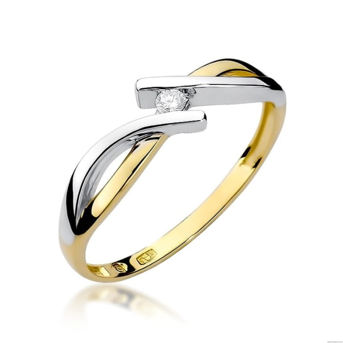 Pierścionek W191 Diament 0,04ct żółte złoto